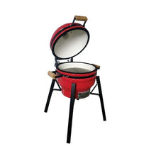Ceramic Charcoal BBQ Grill and Smoker, Stainless Steel Grates -21" Ceramic with Tall Stand(B)