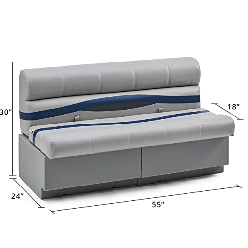 DeckMate 55'' Premium Pontoon Boat Seat Bench Ivory Green Tan