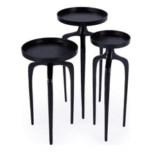 Afuera Living Outdoor Scatter Tables Set of 3, Cast Aluminum, Black Finish, Round Tops with Raised Edges, Modern Industrial Style, Versatile Use as Side Tables or Plant Stands, Fully Assembled