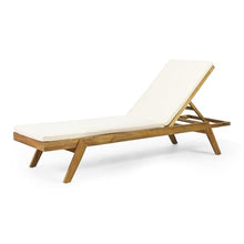 Merax Chaise Lounge Set of 4, Adjustable Outdoor Patio Lounge Chairs with Water-Resistant Cushions, Acacia Wood Reclining Sun Loungers for Poolside, Deck, Garden, Beige