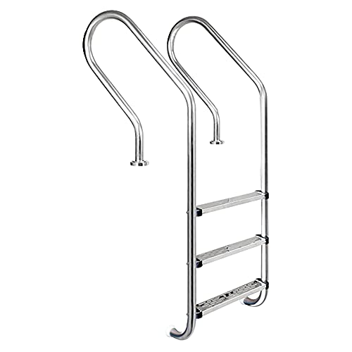 Swimming Pool Handrail 304 Stainless Steel Swimming Pool Stair Rail 3 Steps Pool Ladder for 1-1.4m Pool Tube Wall Thickness 1mm / Silver / 3 Step (Silver 3 Step)