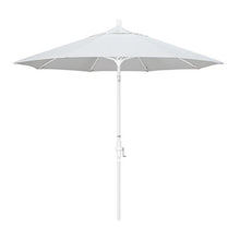 California Umbrella 9' Round Crank Lift, Collar Tilt, Aluminum Pole, Fiberglass Rib Patio Umbrella, White Finish, Sunbrella Natural
