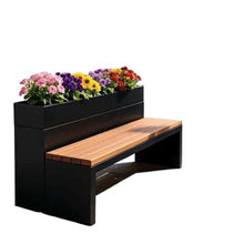 KEG801302 Flower Box Outdoor Bench and Planter Box Combo for Park Garden