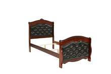 Kaimei Dark Cherry Twin Bed Espresso Faux Leather
