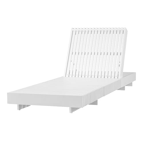 AODSHA Modern White Acacia Solid Wood Outdoor Chaise Lounge, Adjustable Reclining Sun Lounger for Patio Deck Garden Poolside,White