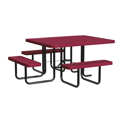 Leisure Craft 46" ADA Square Metal Picnic Table with Bench, Made in USA