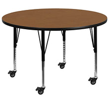 Flash Furniture Wren Mobile Round Oak Activity Table Height Adjustable 60''