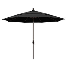 California Umbrella 11Ft Premium Patio Umbrella, Hand-Crank, Tilt-Collar, Bronze Frame, Solution Dyed Black Fabric