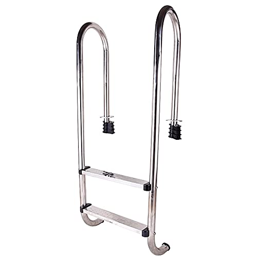 Swimming Pool Handrail 304 Stainless Steel Pool Ladder for Garden Backyard Pools Tube Wall Thickness 1mm 250lbs Load Capacity/Silver / 2 Step (Silver 2 Step)