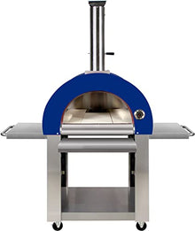31" Outdoor Wood Fired Blue Stainless Steel Artisan Pizza Oven or Grill with Waterproof Cover