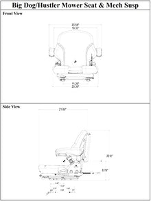 GRAMMER Big Dog Diablo/Hustler Super Z Mower Seat & Mechanical Suspension, Grey