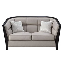 Benzara Loveseat with Curved Back and Shelter Arms Beige