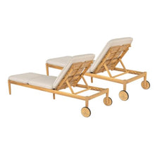 Hassyee Acacia Wood Patio Chaise Lounge w/Adjustable Backrest for Garden Set of 2, Outdoor Wooden Lounge Chairs w/Wheels for Poolside, Leisure Pool Lounger w/Removable Cushion for Porch, Deck