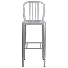 Flash Furniture Gael 30" Commercial Metal Barstools with Footrest, Vertical Slat Back Bar Height Stools for Restaurants and Kitchens, Set of 2, Silver