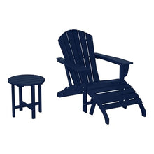 WestinTrends Dylan Outdoor Adirondack Chair with Ottoman and Side Table 3-Piece Set, Navy Blue
