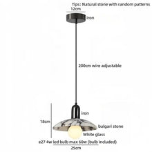 zhongheng . Pendant Light, 9.8" Pendant Light with Round Natural Stone Shade, Nordic Pendant Lamp for Bedroom Bedside Light Living Room Kitchen Island Entryway Hallway