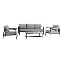 Armen Living Royal Modern Outdoor Patio Conversation Set 4 Piece Black