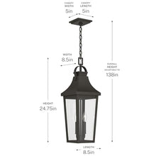 Kichler 24.75 Inch Cleary 2 Light Outdoor Modern Traditional Pendant Light, with Clear Glass in Olde Bronze, Waterproof Aluminum, (24.75" H x 8.5" W), 59198OZ