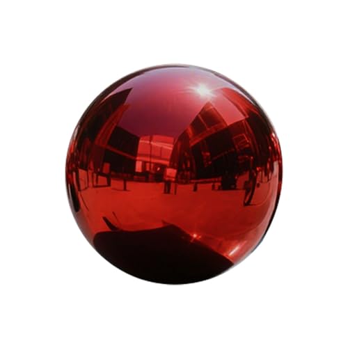 YDJIANCAI 1 Pcs Stainless Steel Gazing Balls Hollow Mirror Globe Floating Reflective Ball Polished Shiny Sphere for Home Garden Pond Outdoor Decoration Red(Size:20.47in/52cm)