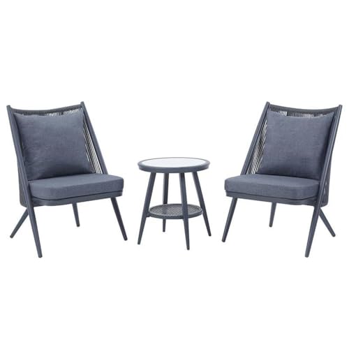 Furniture of America Chauncy Aluminum 3-Piece Outdoor Bistro Set in Gray