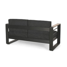 Roomfitters Modern 2-Seater Outdoor Loveseat with Aluminum Frame and Cushions Black