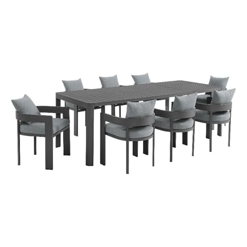 Modway Tahoe Aluminum 9-Piece Patio Dining Set in Gray Gray