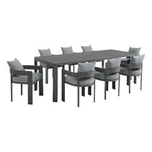 Modway Tahoe Aluminum 9-Piece Patio Dining Set in Gray Gray