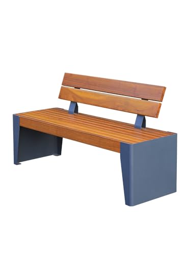 clould fitness Park Bench Leisure Seat Outdoor Rest Bench with Backrest Square Community Solid Wood Park Chair Outdoor Benches