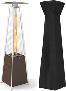 48,000 BTU Propane Patio Heater with Wheels and Cover(Brown)