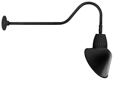 RAB Lighting GN2LED26NACB Gooseneck Style2 26W Neutral LED 15 Angled Cone Shade, Black