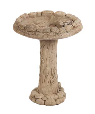 Solid Rock Stoneworks Koi Pond Birdbath- Buff- 23" Tall x 19" Dia