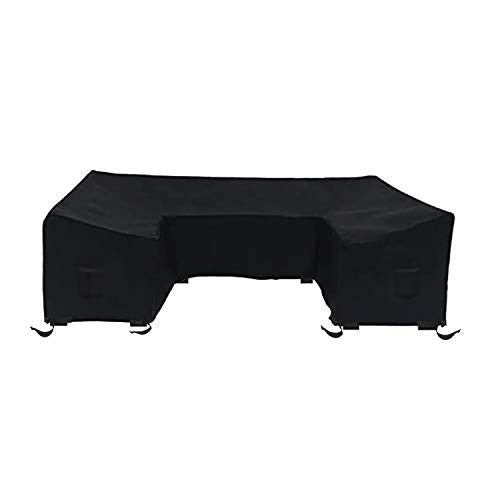 Patio U Shape Sofa Cover 18 Oz Waterproof - 100% UV & Weather Resistant Customize Outdoor Sofa Cover with Air Pockets and Drawstrap with Snug Fit (33" H x 120" W x 35" D, Black)
