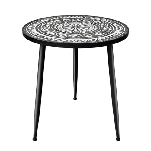 SBZOPCUW Side Table, Round Side Table, for Living Room, Bedroom, Small Spaces(/Black,60cm)