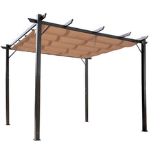 Outsunny 10' x 10' Aluminum Patio Pergola Retractable Canopy Brown