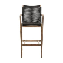 Armen Living Nabila Modern Indoor Outdoor Patio Light Eucalyptus Wood and Charcoal Rope Counter Chair Bar Stool, 26.5" Seat Height