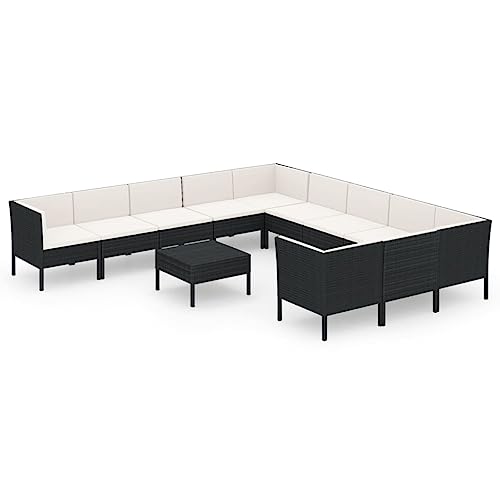 NLQMSU 12 Piece Modular Garden Lounge Set Black