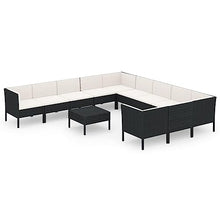 NLQMSU 12 Piece Modular Garden Lounge Set Black