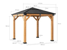 Sunjoy Hardtop Gazebo 9x9 ft Cedar Frame with Brown Steel Roof Natural Wood