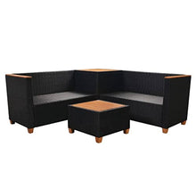 HGFDVCMR 4-Piece Patio Furniture Set, Black PE Rattan Outdoor Sofa