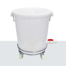 DIROVO Rain Barrels Rain Collection Barrel with Stand,12/17/24/32 Gallon Water Storage Drum with Lid & Casters,Durable Plastic Tank(White,55x68cm/22x27in)