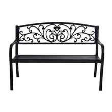 GRFIT Outdoor Bench Outdoor Bench for Park, Long Iron Double Chair with Openwork Back, for Home, Balcony, Patio, Armchair Black Garden Bench