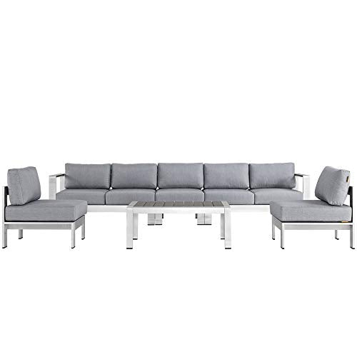 Ergode Shore Outdoor Patio Collection | Aluminum Sectional Sofa Set - Weatherproof & Durable | Includes Coffee Table & Loveseats