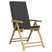 WXGTBKPR Set of 4 Garden Reclining Chairs, Foldable Outdoor Patio Seating with Adjustable Backrest, Dark Grey Polyester Cushions and Bamboo Frame for Deck and Lawn