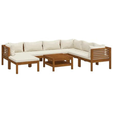 GBCDSWBR 8 Piece Patio Lounge Set, Acacia Wood Modular Furniture, Cream