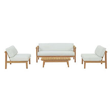 Modway EEI-3107-NAT-WHI-SET Bayport 4 Piece Outdoor Patio Teak Set in Natural White