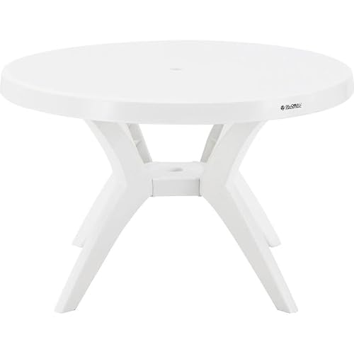 Global Industrial B3233513 45 in. Round Resin Table with Umbrella Hole - White
