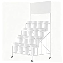 Metal 4 Tier Flower Display Stand With Wheels & Billboard, Plant Shelf