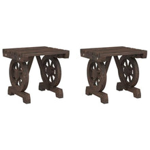 HKTMGDNG 2-Piece Solid Fir Wood Patio Footstools Wagon Wheel Ottomans