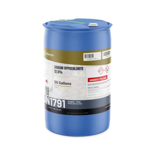 Sodium Hypochlorite Solution 12.5% - 55 Gallon Drum - Sodium Hypo Chloride for Pool Cleaning & Water Treatment - Alliance Chemical