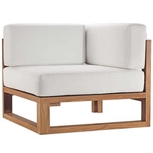 Modway Upland Patio Teak Wood Corner Chair Natural White